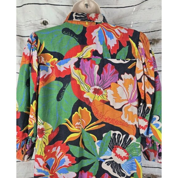 Scotch & Soda Orange Green Bishop Sleeve Dress - Picture 7 of 11